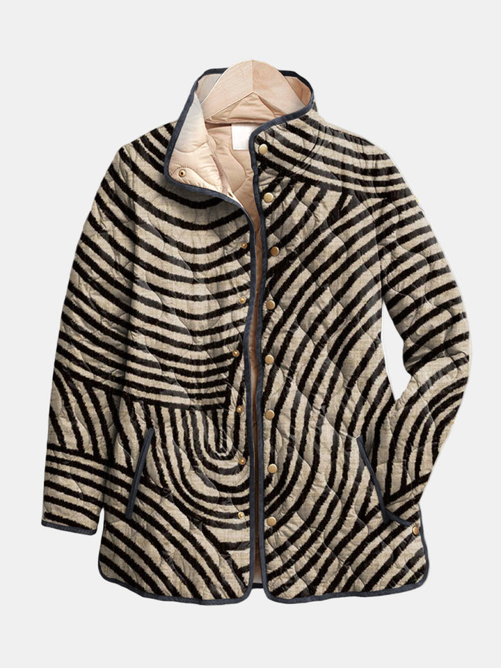 Sarah | Retro Hand-Drawn Circle Design Quilted Jacket
