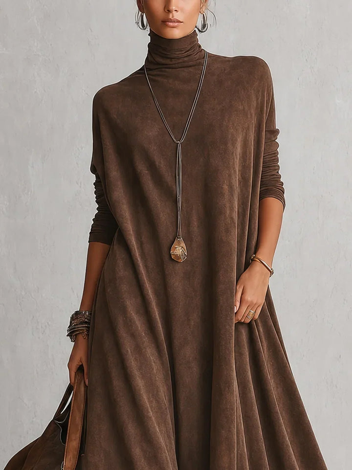 Amy | Suede-Effect Maxi Dress with Lace Hem