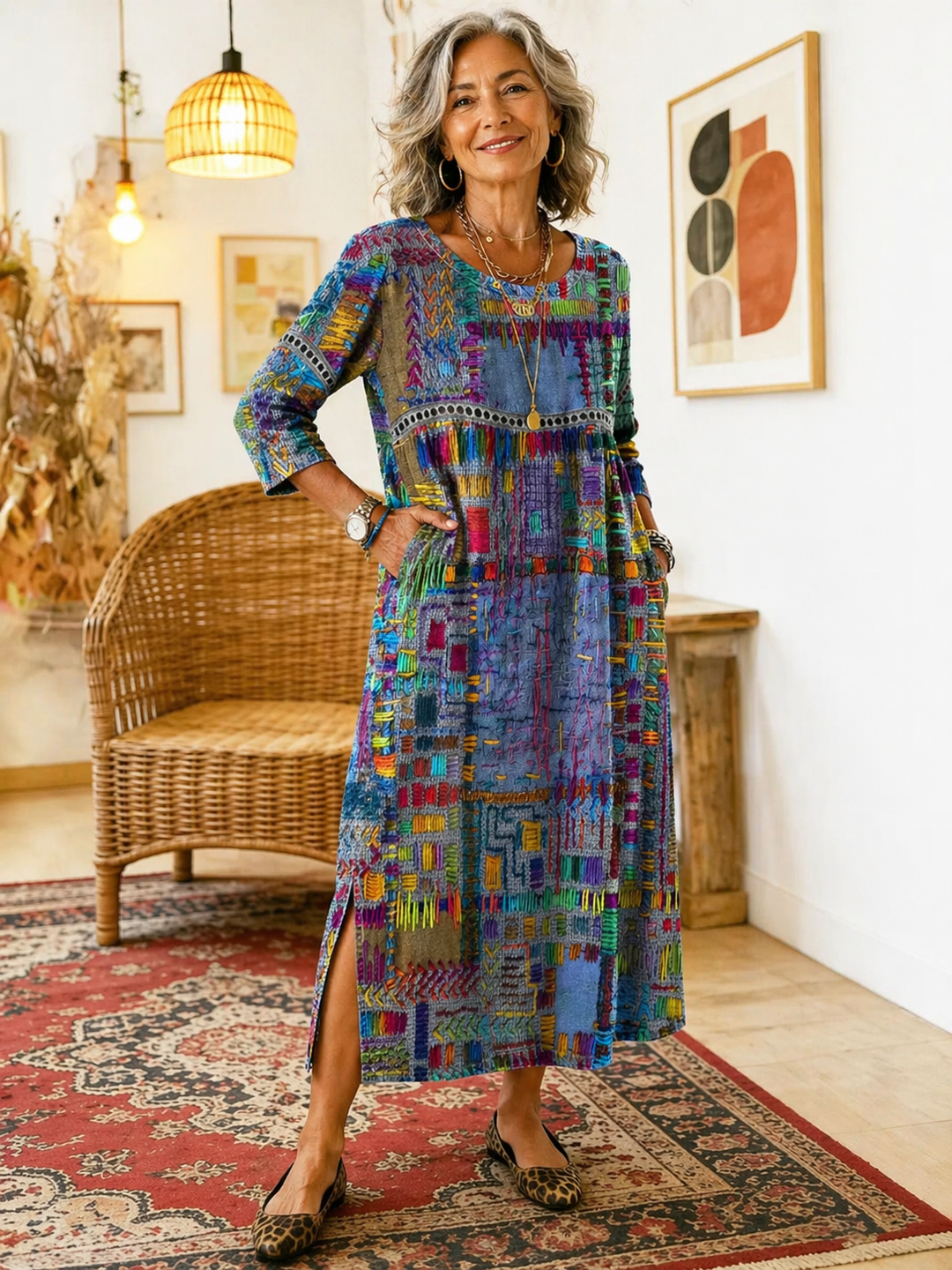 Alina | Dress with Ethnic Patchwork