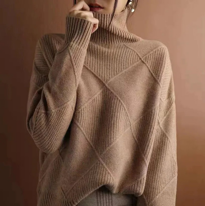 Kylie | Textured Turtleneck Knit Sweater