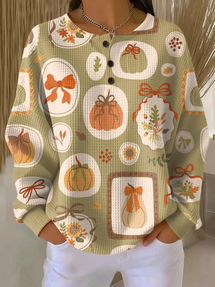 Freja | Autumn Sweater with Bows and Pumpkins