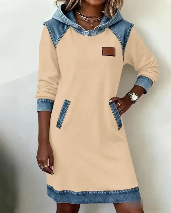 Dolores | Casual Hooded Dress with Contrasting Details
