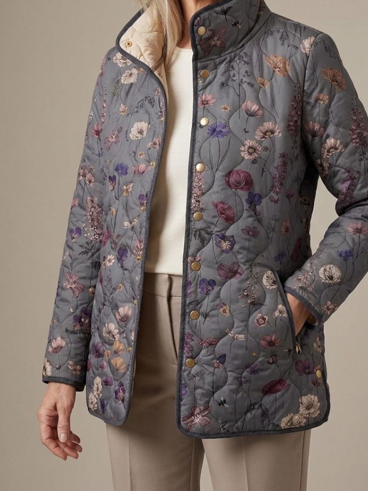 Karen | Vintage Floral Print Quilted Jacket