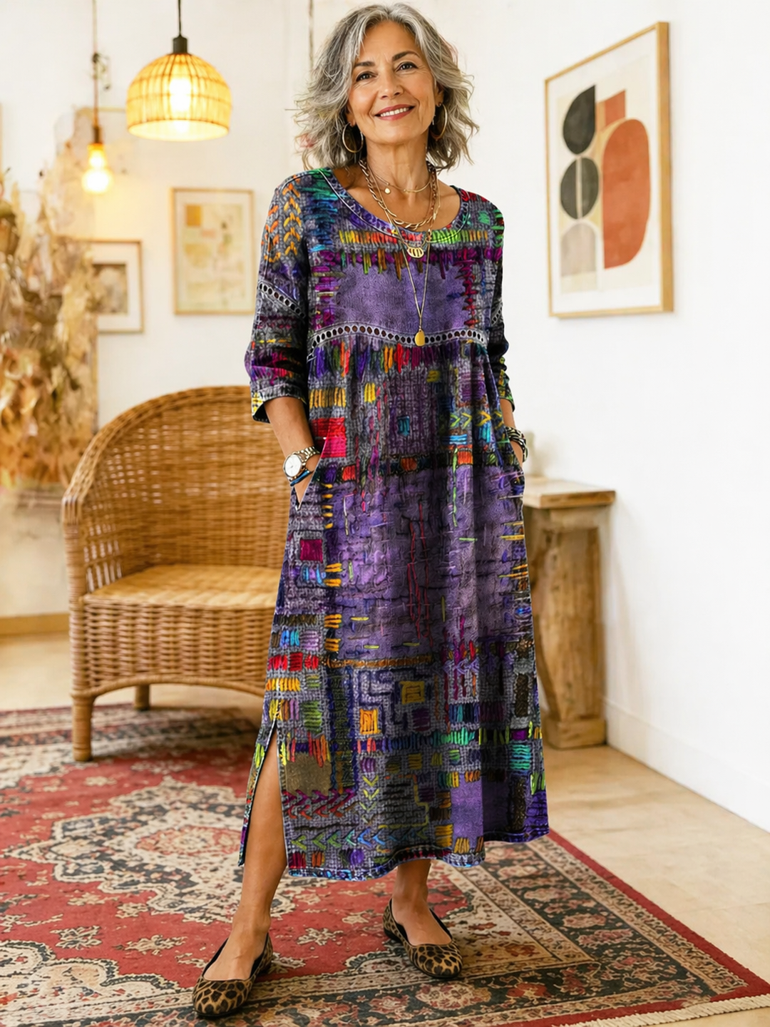Alina | Dress with Ethnic Patchwork