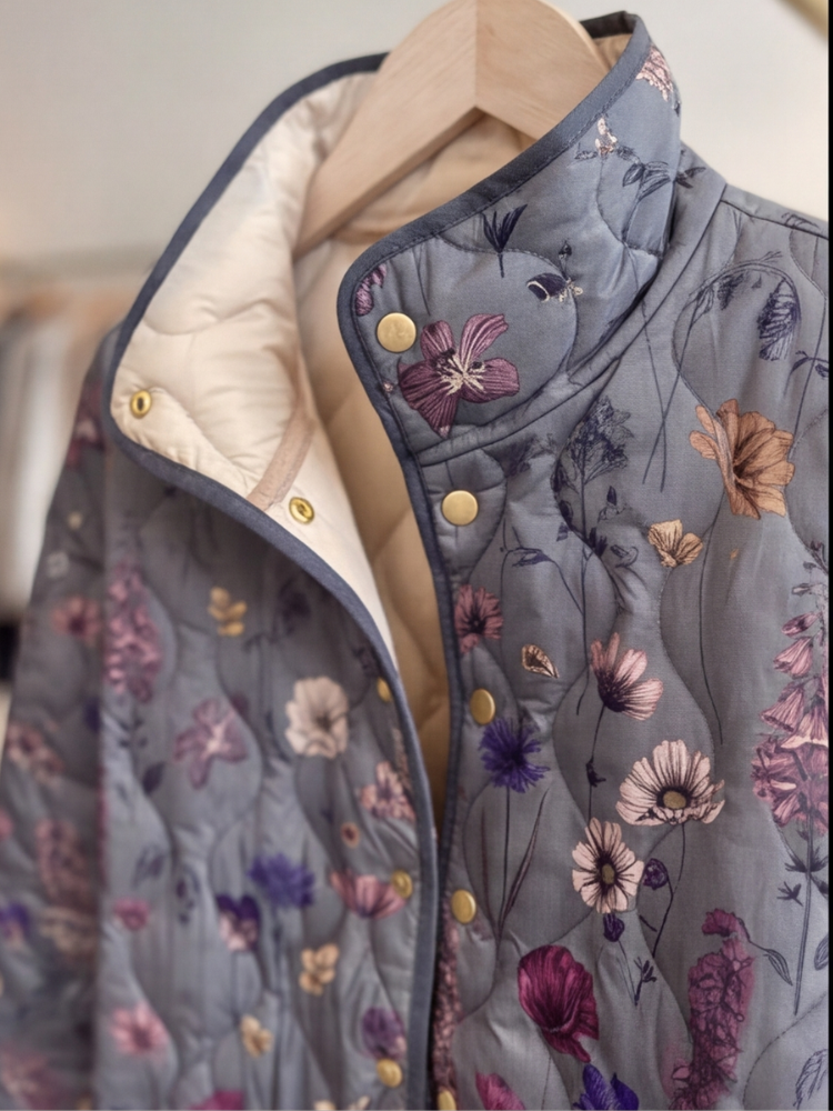 Karen | Vintage Floral Print Quilted Jacket