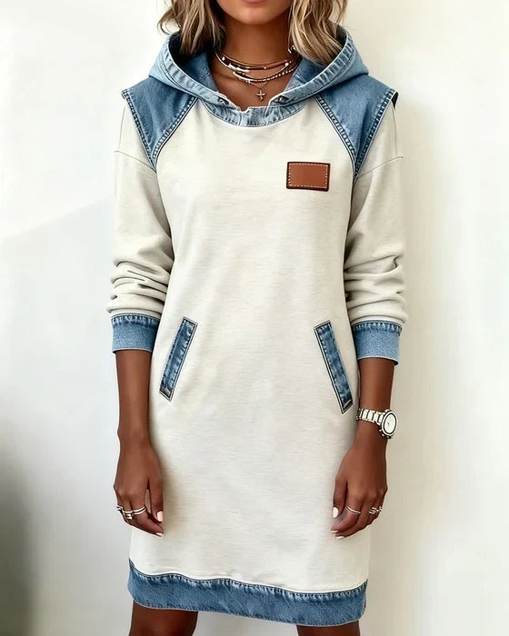 Dolores | Casual Hooded Dress with Contrasting Details