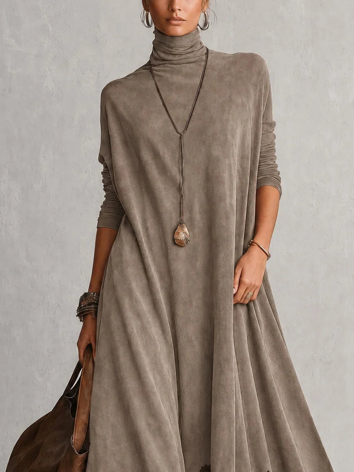 Amy | Suede-Effect Maxi Dress with Lace Hem
