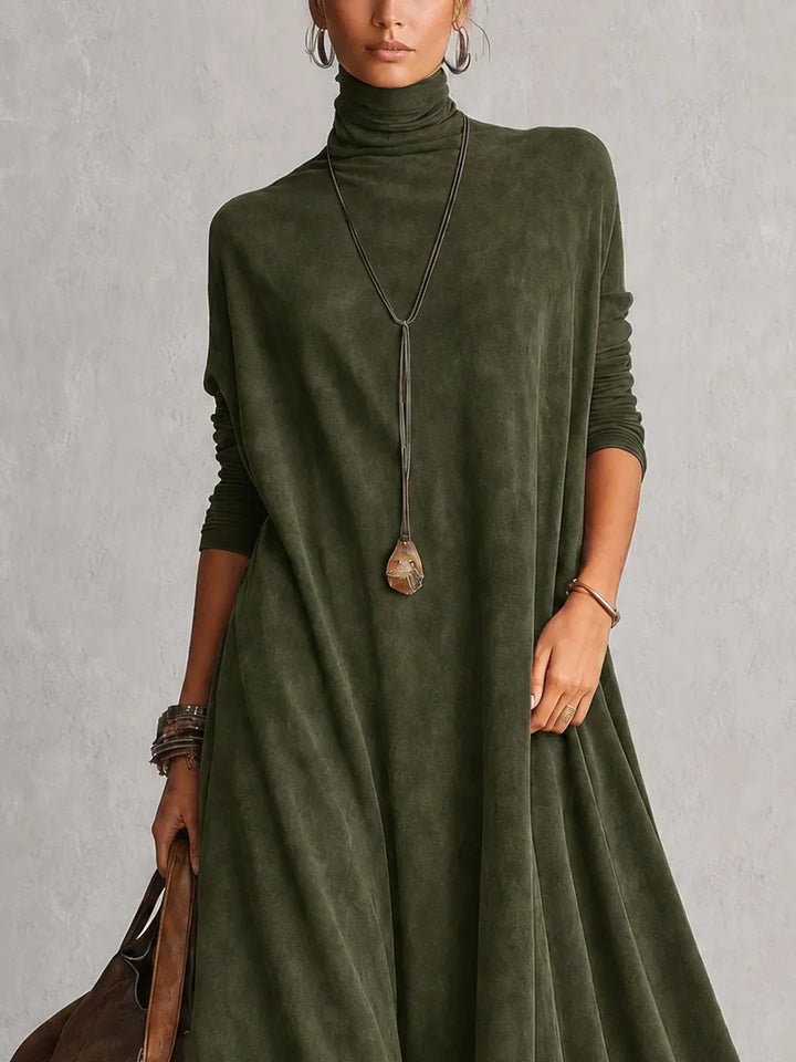 Amy | Suede-Effect Maxi Dress with Lace Hem