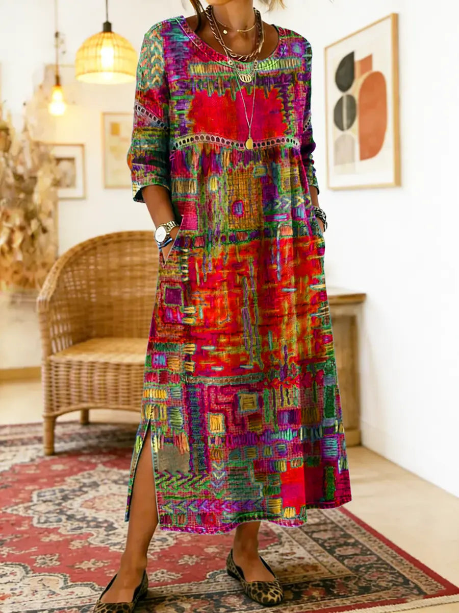 Alina | Dress with Ethnic Patchwork