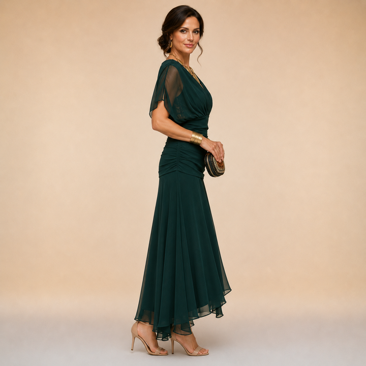 Emma | Elegant V-Neck Evening Maxi Dress