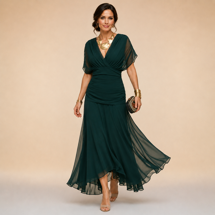 Emma | Elegant V-Neck Evening Maxi Dress