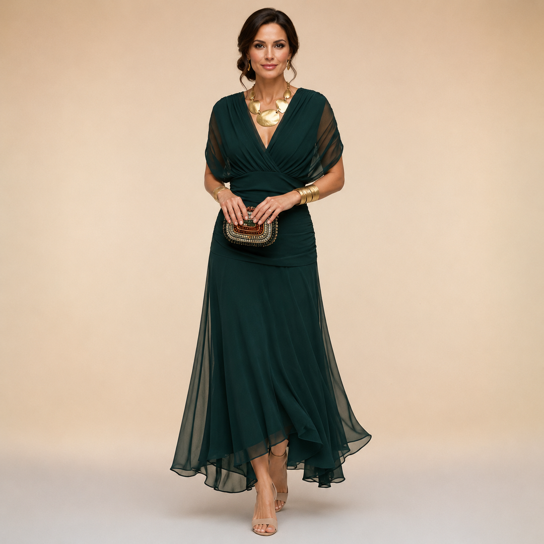 Emma | Elegant V-Neck Evening Maxi Dress