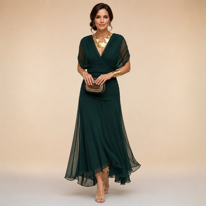 Emma | Elegant V-Neck Evening Maxi Dress