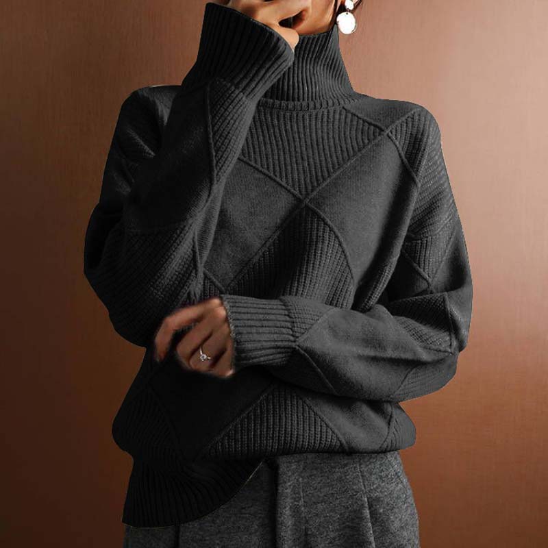 Kylie | Textured Turtleneck Knit Sweater