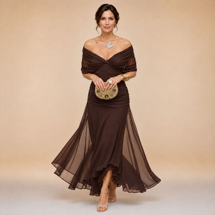 Emma | Elegant V-Neck Evening Maxi Dress