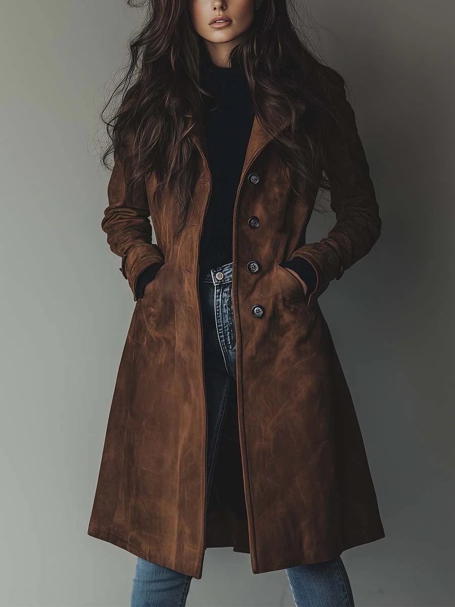 Zoe | Vintage Suede Trench Coat
