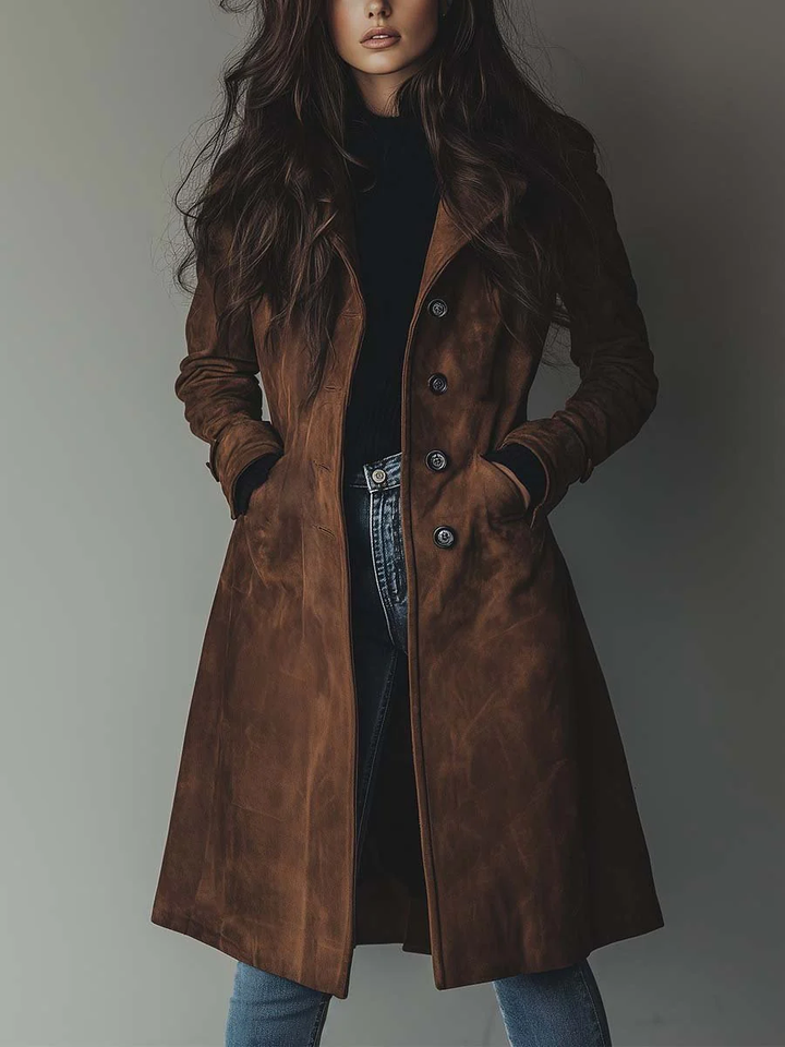 Zoe | Vintage Suede Trench Coat