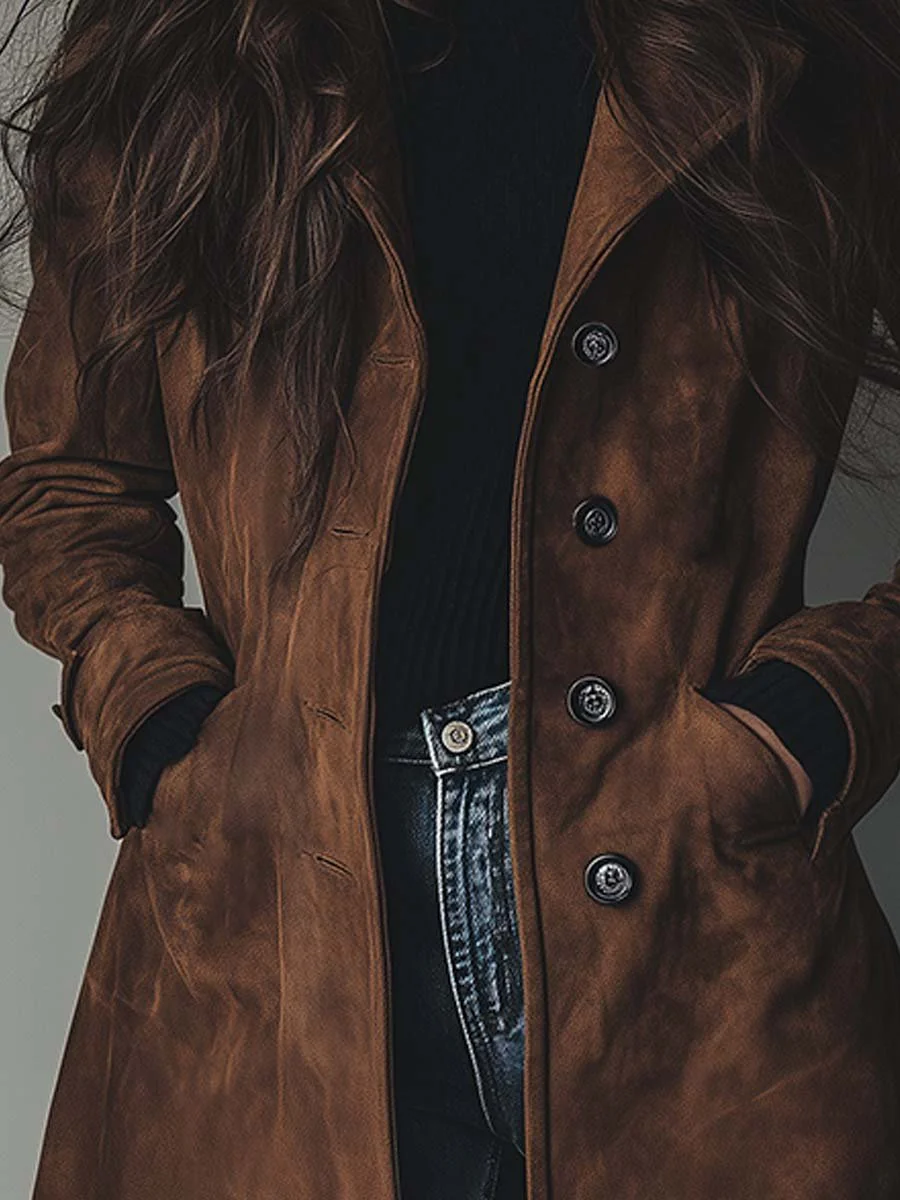 Zoe | Vintage Suede Trench Coat