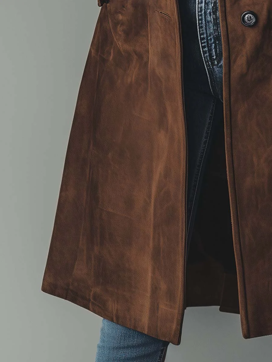Zoe | Vintage Suede Trench Coat