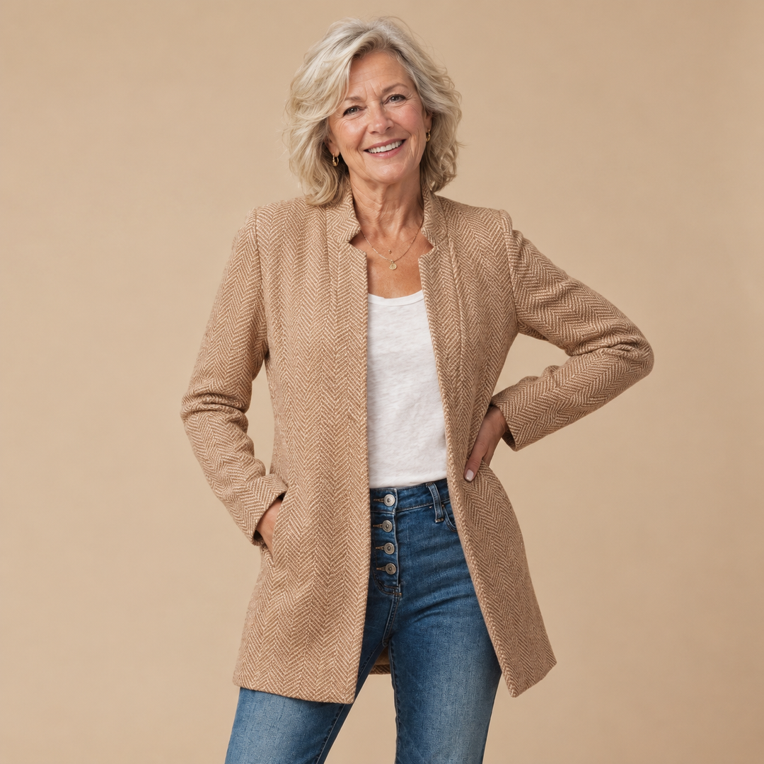 Jennifer | Women's Herringbone Long Blazer