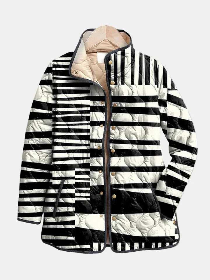 Melissa | Black and White Abstract Quilted Jacket