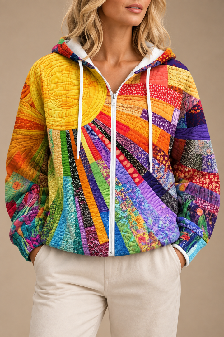 Lorelei™ | Colorful Sunburst Quilted Zip Hoodie