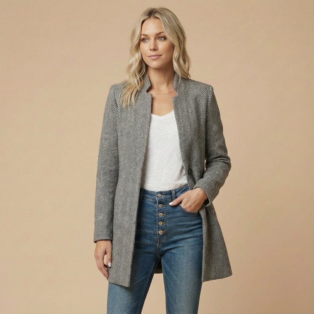 Jennifer | Women's Herringbone Long Blazer