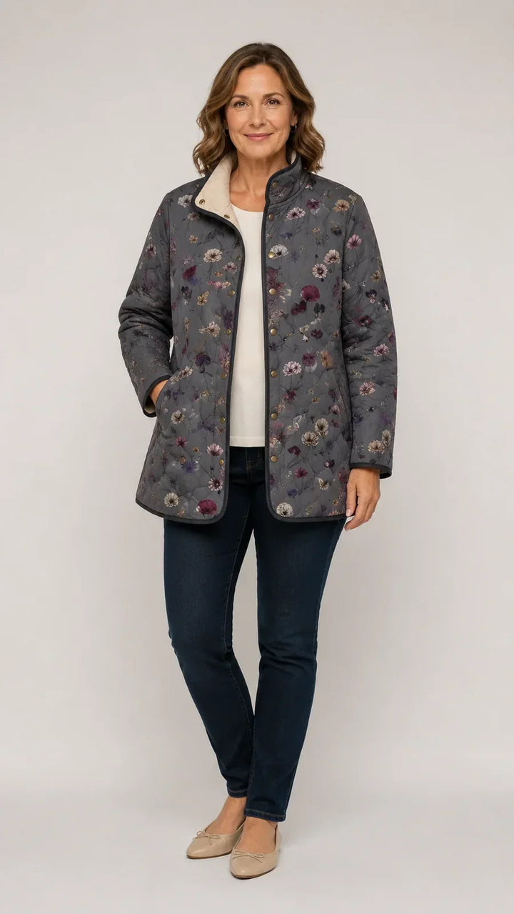 Karen | Vintage Floral Print Quilted Jacket