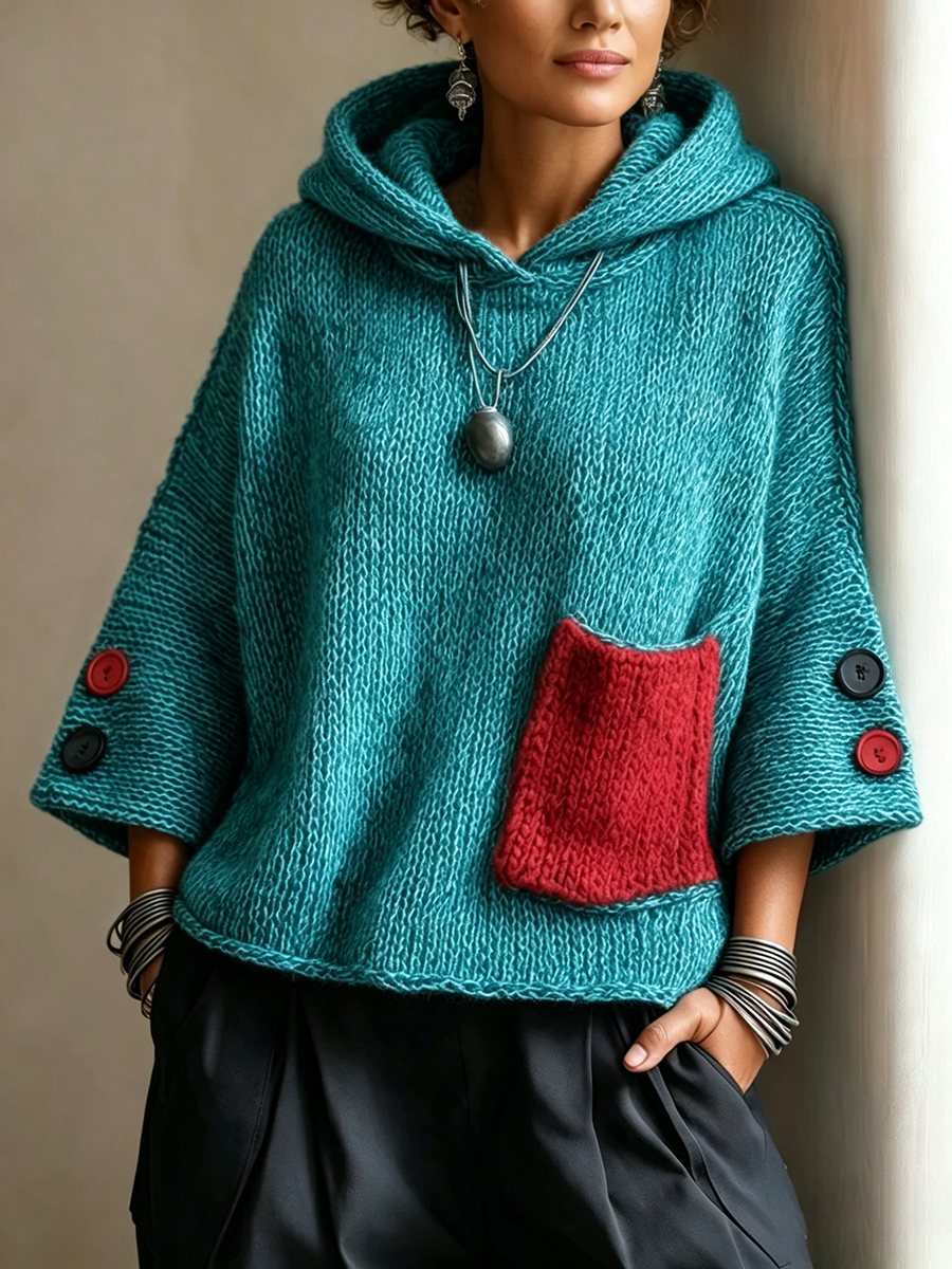 Zara™ | Relaxed Contrast Pocket Hooded Sweater 1