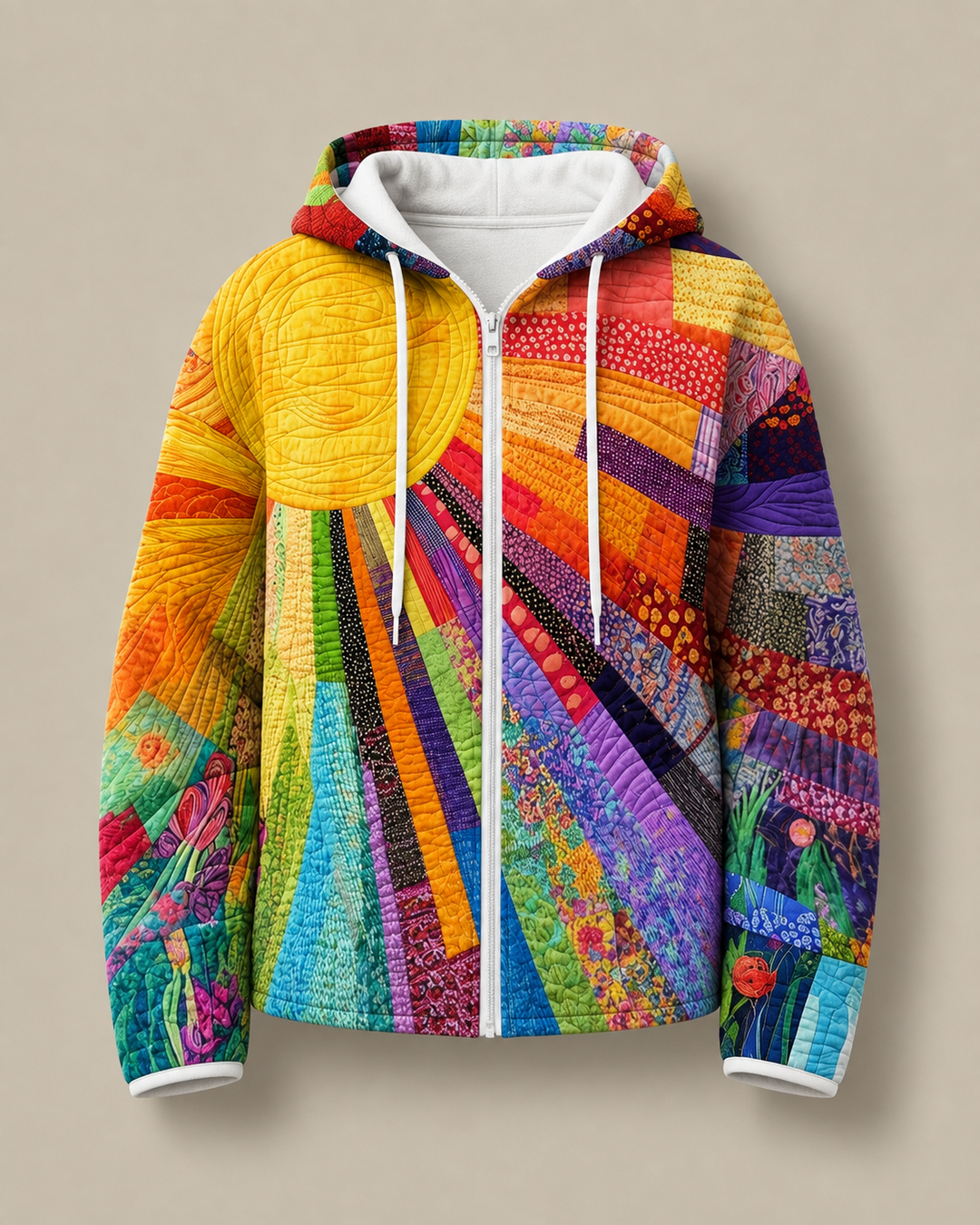Lorelei™ | Colorful Sunburst Quilted Zip Hoodie