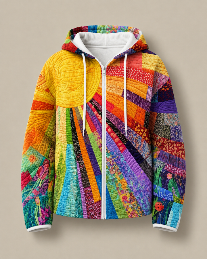 Lorelei™ | Colorful Sunburst Quilted Zip Hoodie